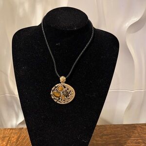 Lia Sophia Ornate Gold and Black Necklace